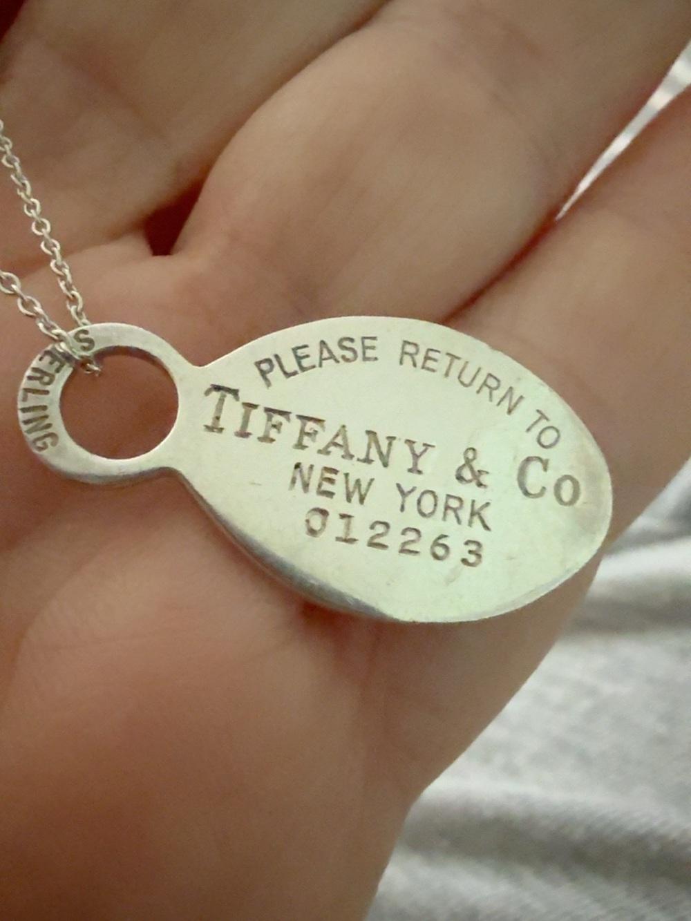 Vintage Tiffany & Co. Return to Tiffany Oval Tag Necklace 925 16”